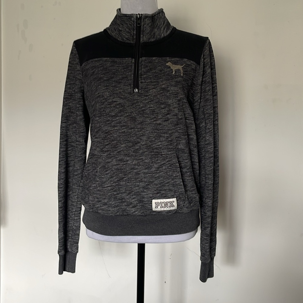 PINK Victoria's Secret Gray Quarter-Zip Sweatshirt